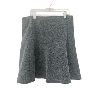 LOFT Gray Blue Herringbone Flared Skirt - Women's Skirt Size S